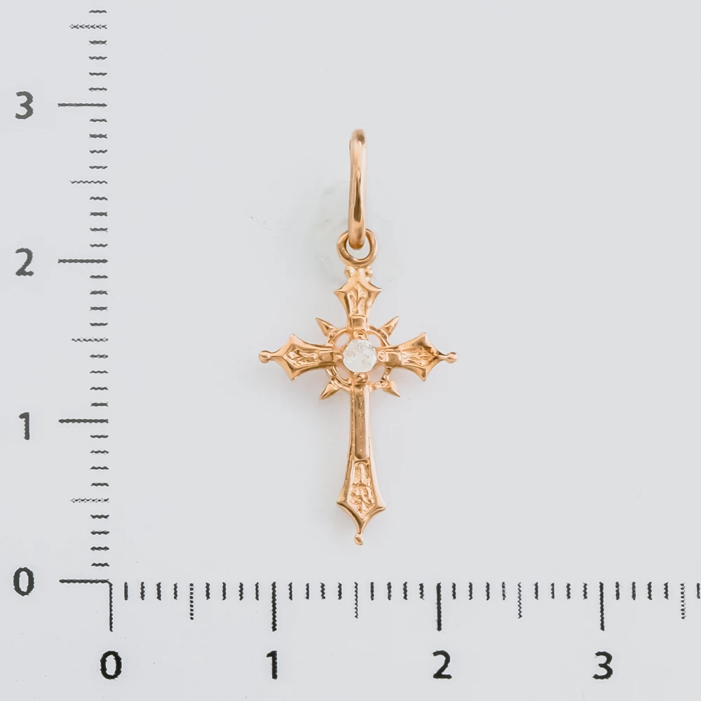 Подвес с фианитом из красного золота 583 пробы