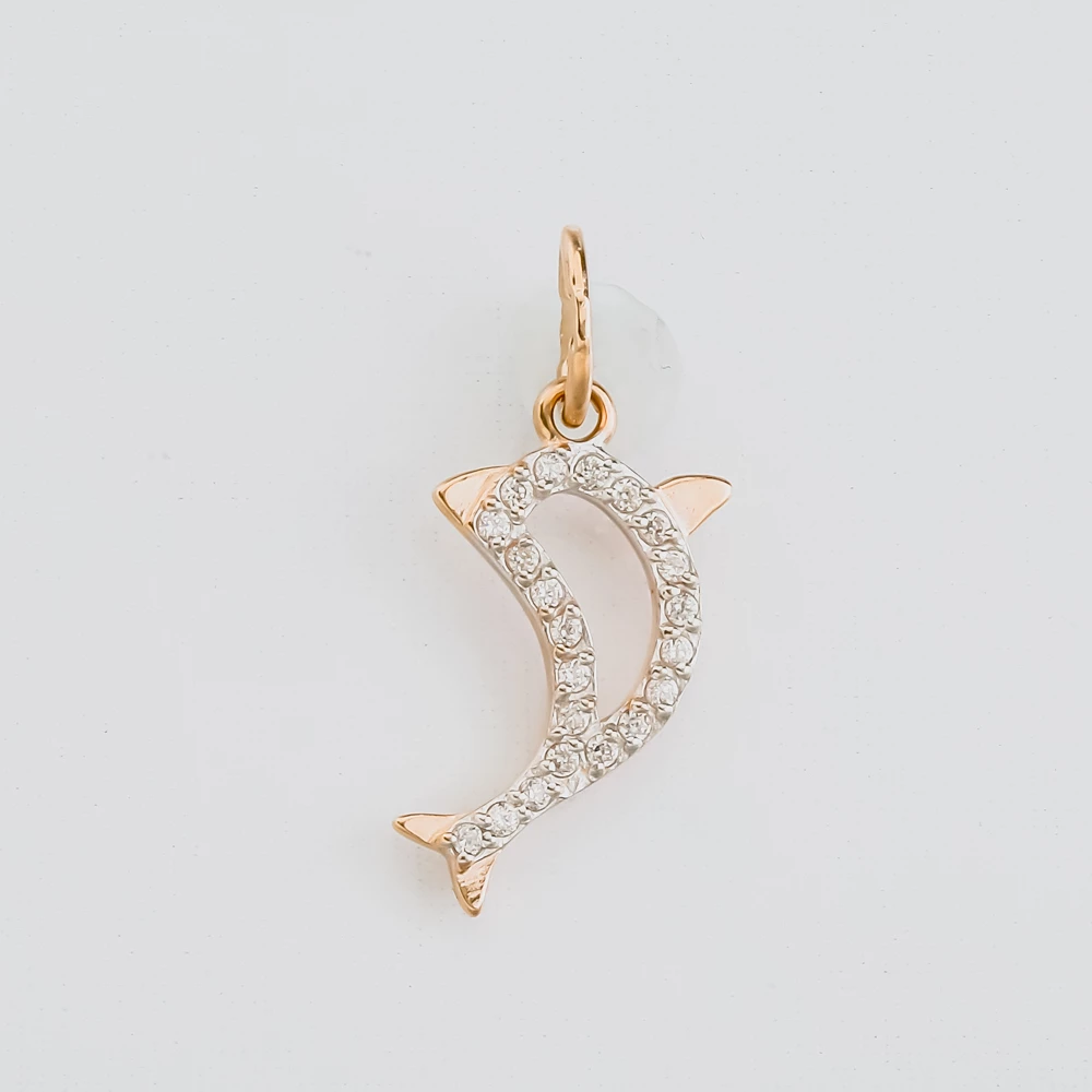 Подвес с фианитом из красного золота 585 пробы