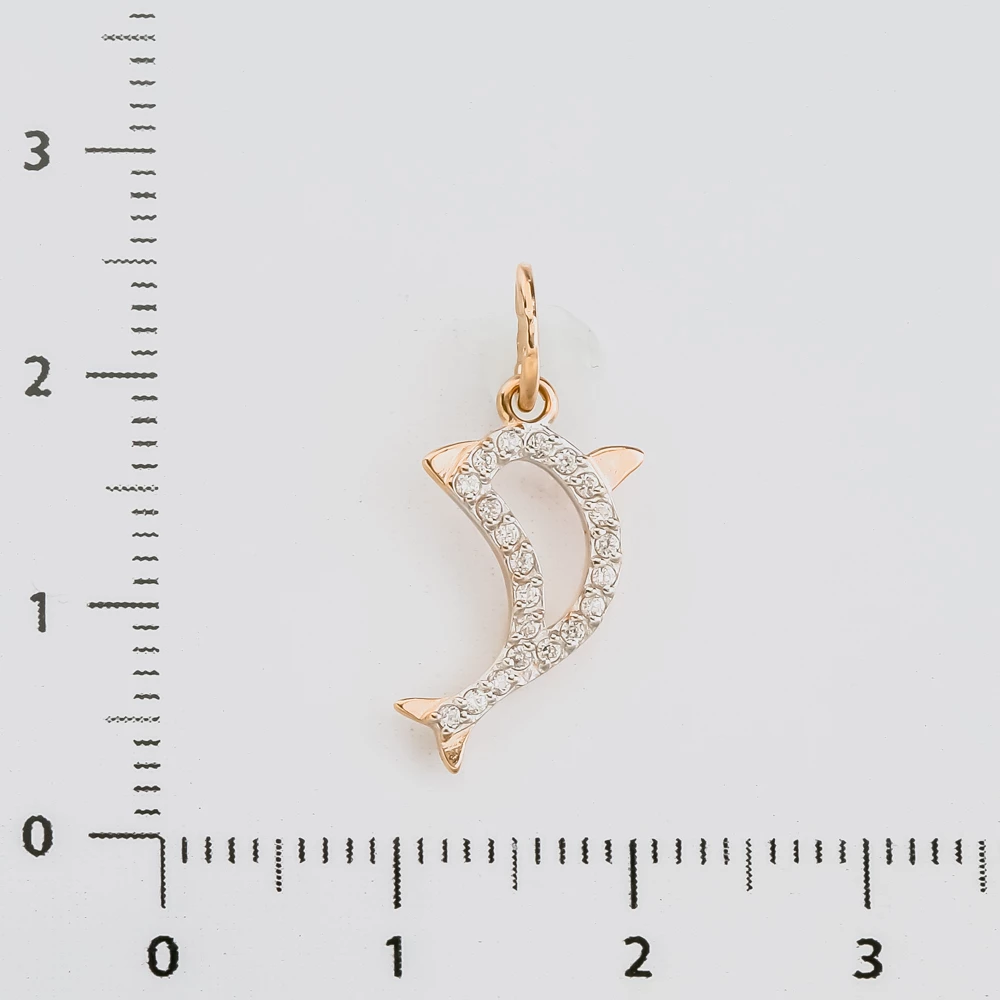 Подвес с фианитом из красного золота 585 пробы