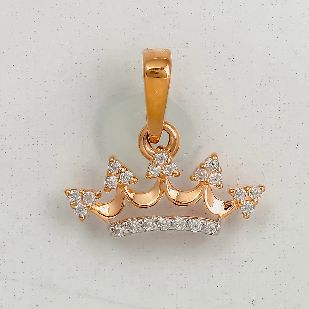 Подвес с фианитом из красного золота 585 пробы