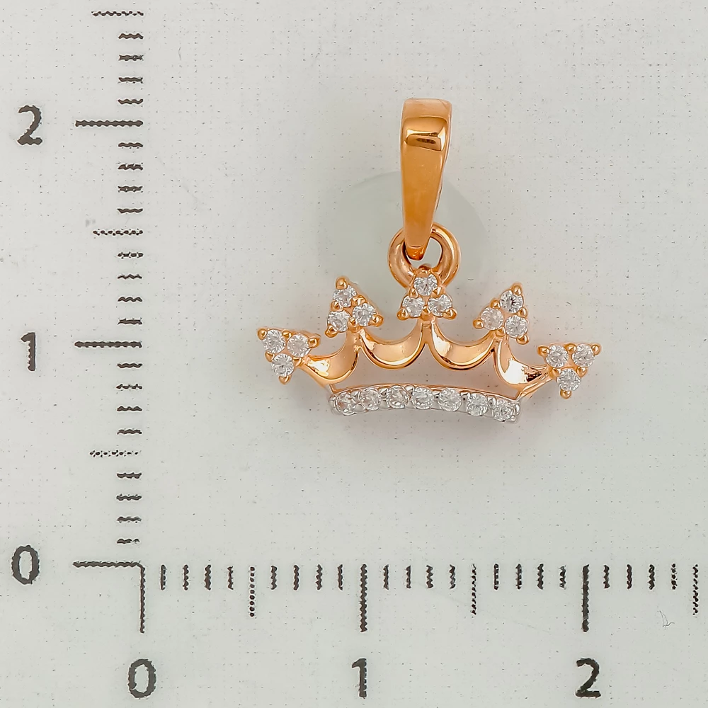 Подвес с фианитом из красного золота 585 пробы