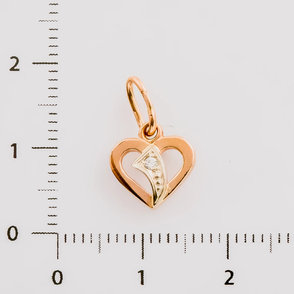 Подвес с фианитом из красного золота 585 пробы