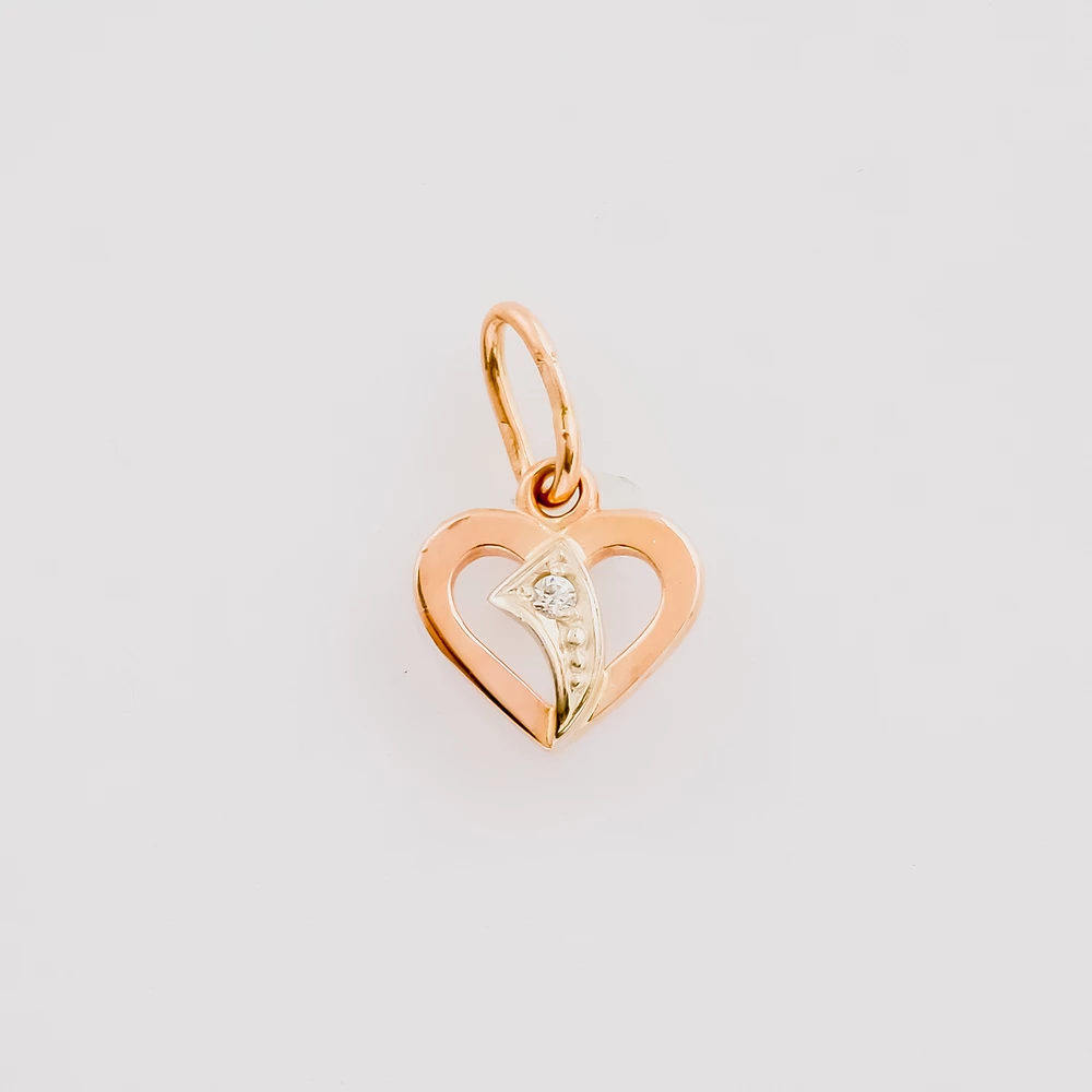 Подвес с фианитом из красного золота 585 пробы