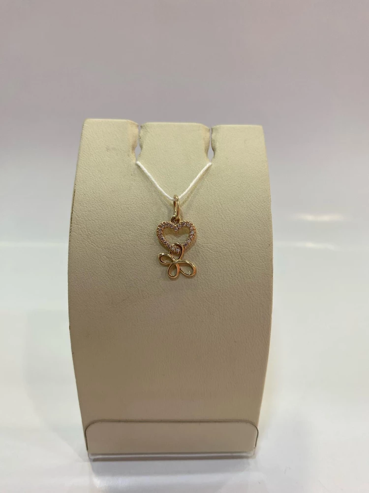 Подвес с фианитом из красного золота 585 пробы