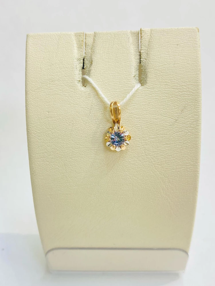 Подвес с фианитом из красного золота 585 пробы