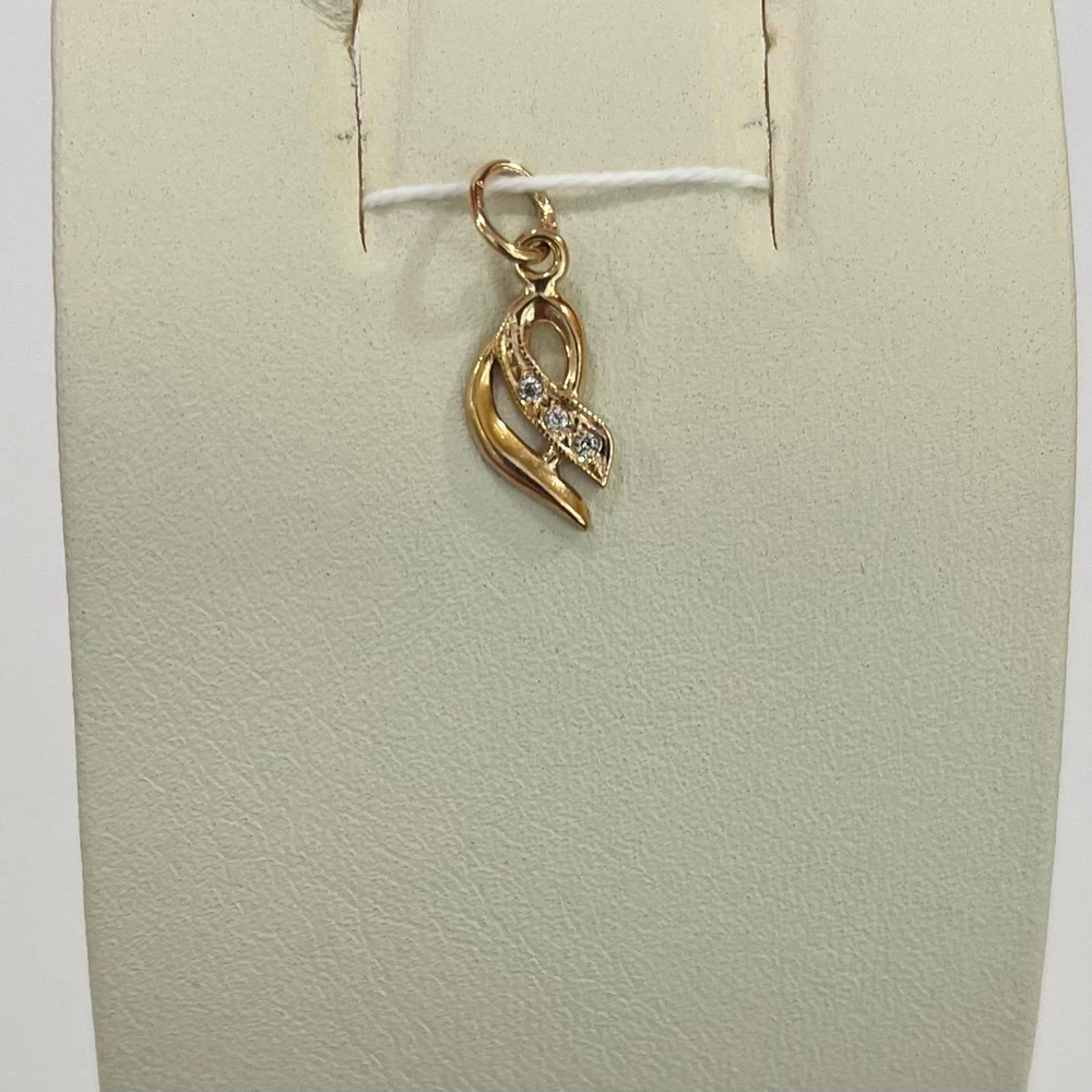 Подвес с фианитом из красного золота 585 пробы