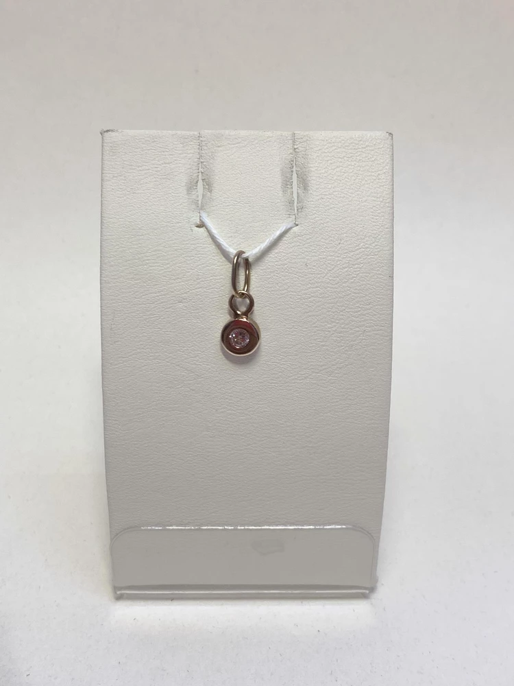 Подвес с фианитом из красного золота 585 пробы