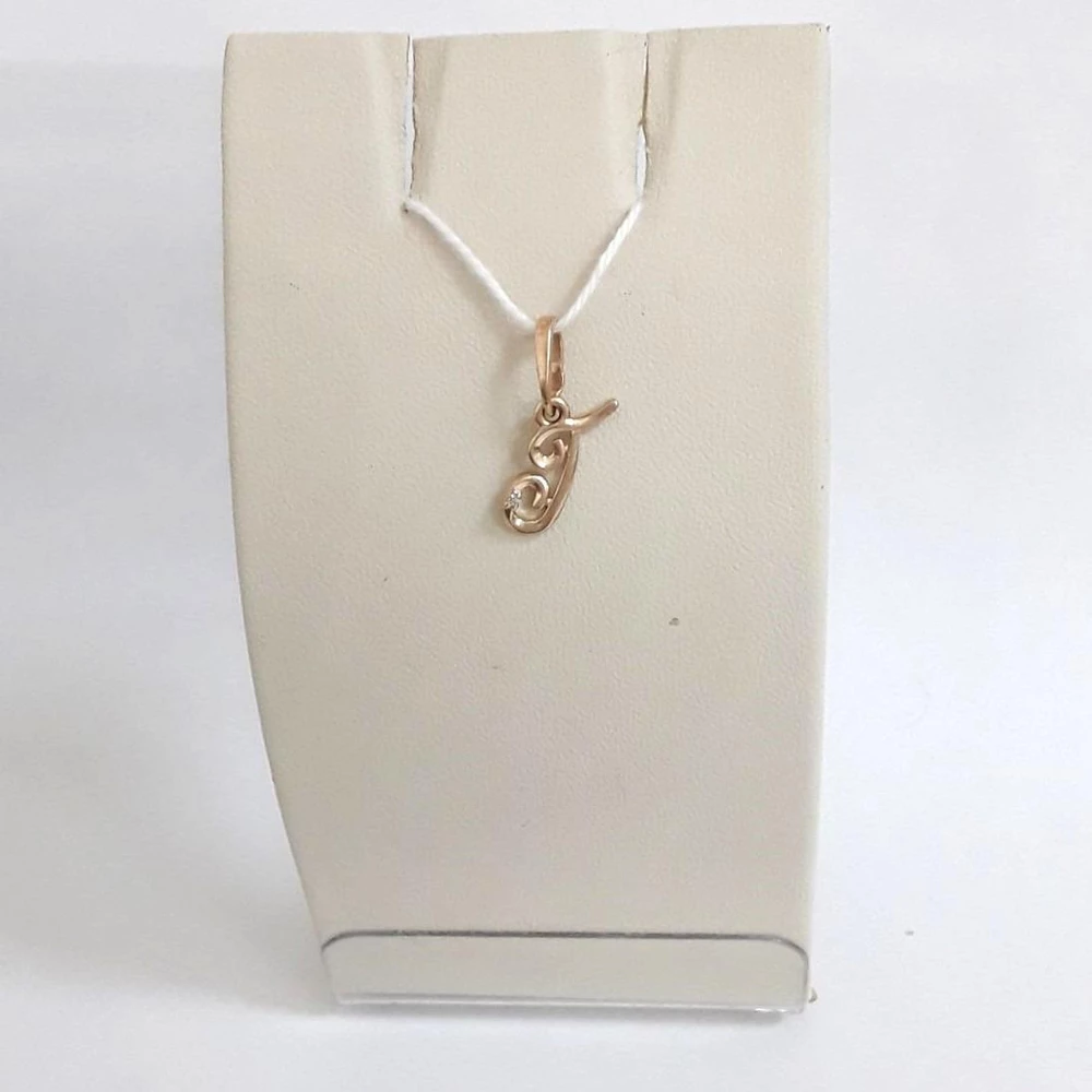 Подвес с фианитом из красного золота 585 пробы