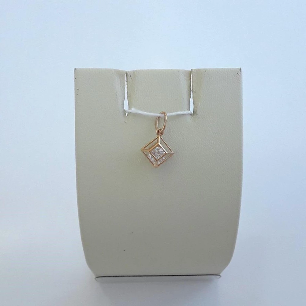 Подвес с фианитом из красного золота 585 пробы