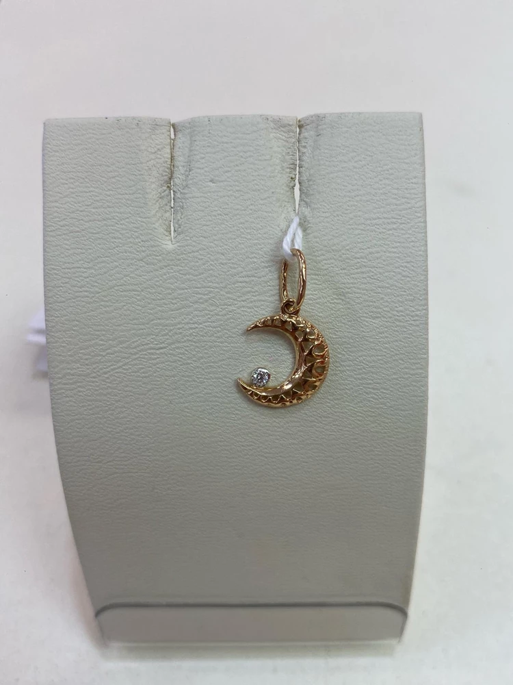 Подвес с фианитом из красного золота 585 пробы