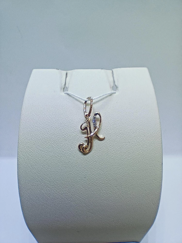 Подвес с фианитом из красного золота 585 пробы