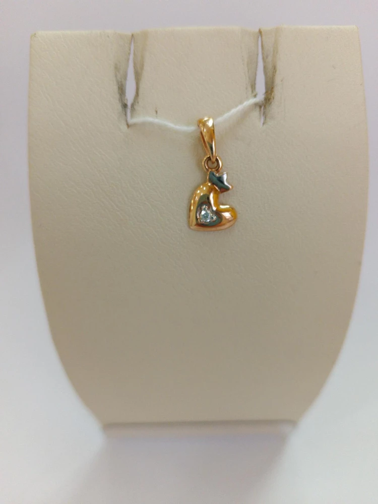 Подвес с фианитом из красного золота 585 пробы