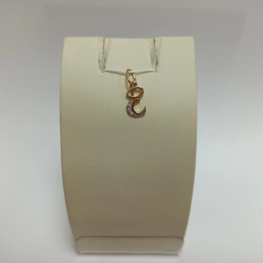 Подвес с фианитом из красного золота 585 пробы