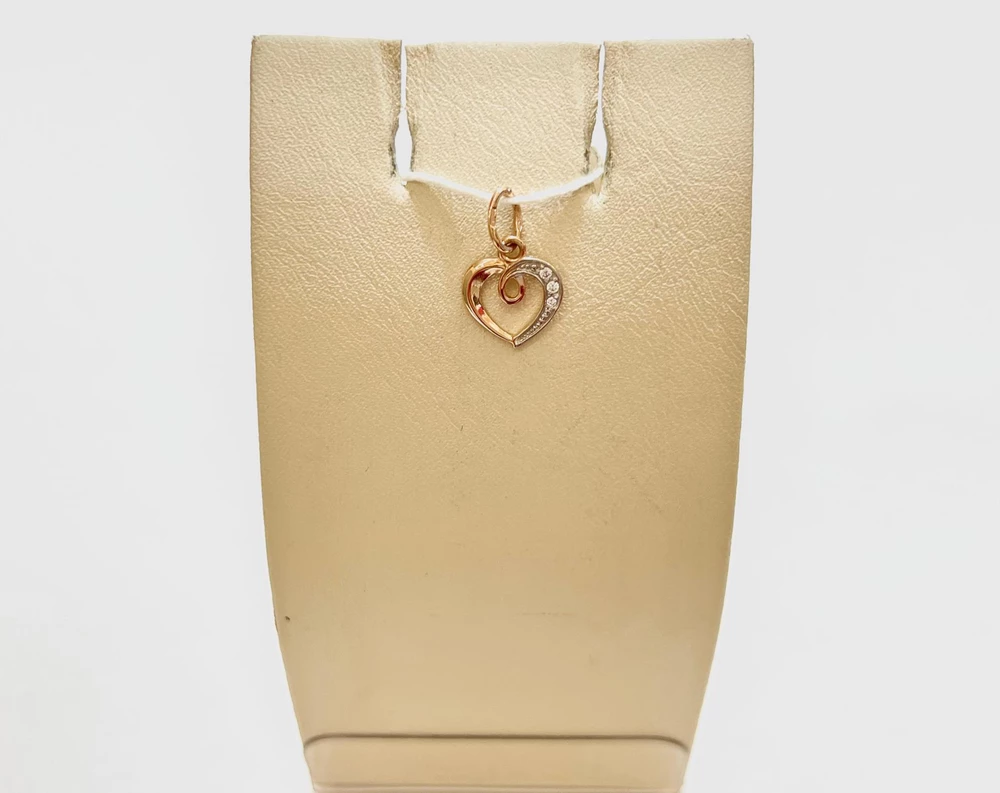 Подвес с фианитом из красного золота 585 пробы