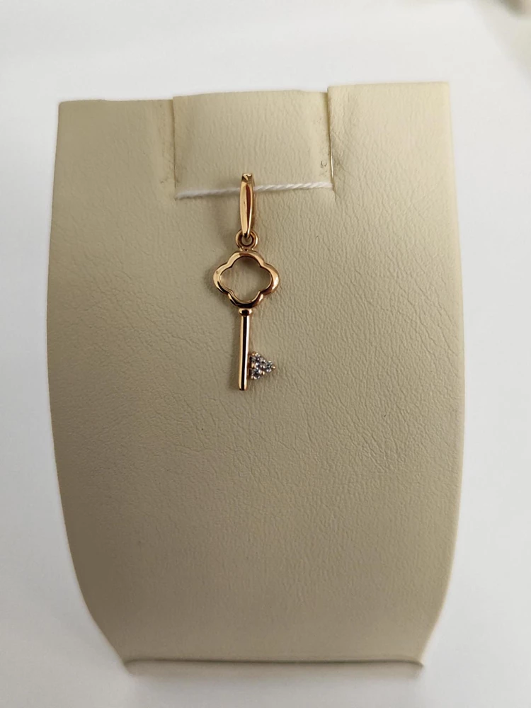 Подвес с фианитом из красного золота 585 пробы