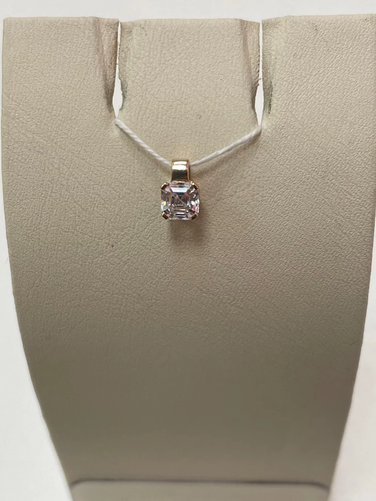 Подвес с фианитом из красного золота 585 пробы