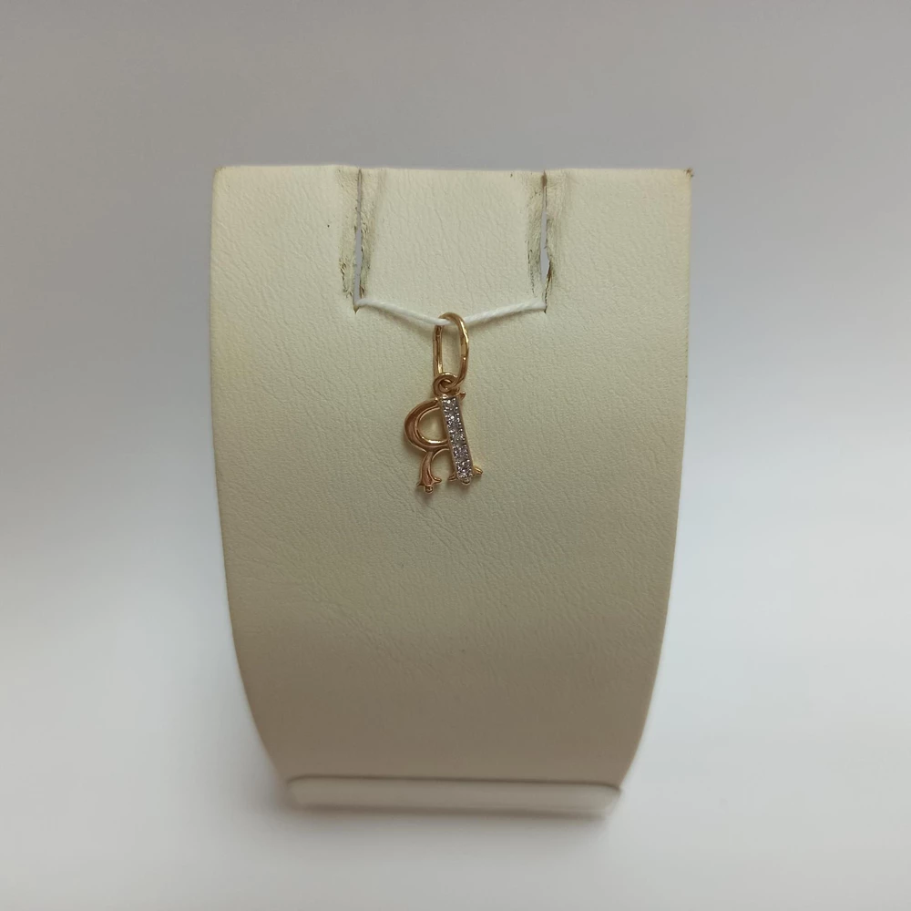 Подвес с фианитом из красного золота 585 пробы