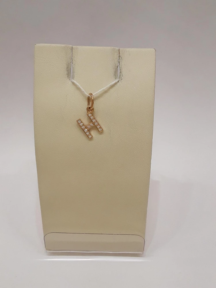 Подвес с фианитом из красного золота 585 пробы