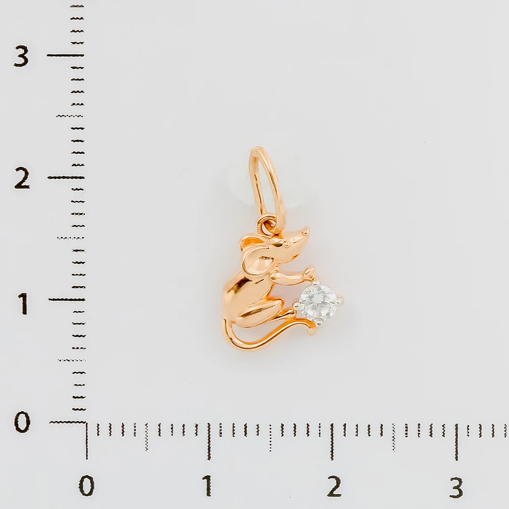 Подвес с фианитом из красного золота 585 пробы