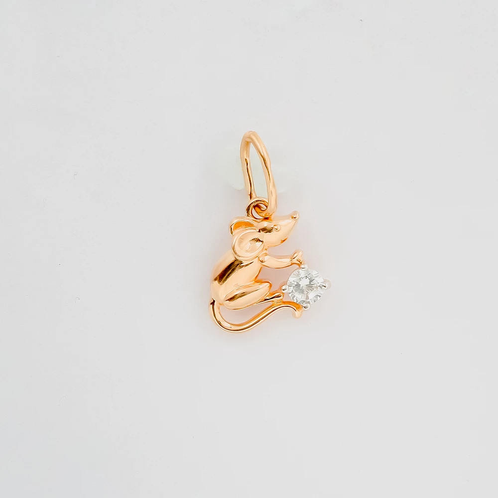 Подвес с фианитом из красного золота 585 пробы