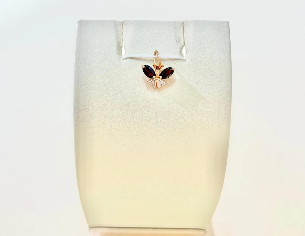 Подвес с фианитом из красного золота 585 пробы