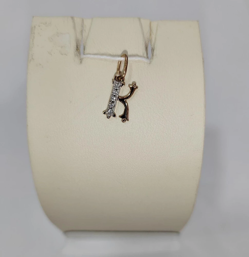 Подвес с фианитом из красного золота 585 пробы