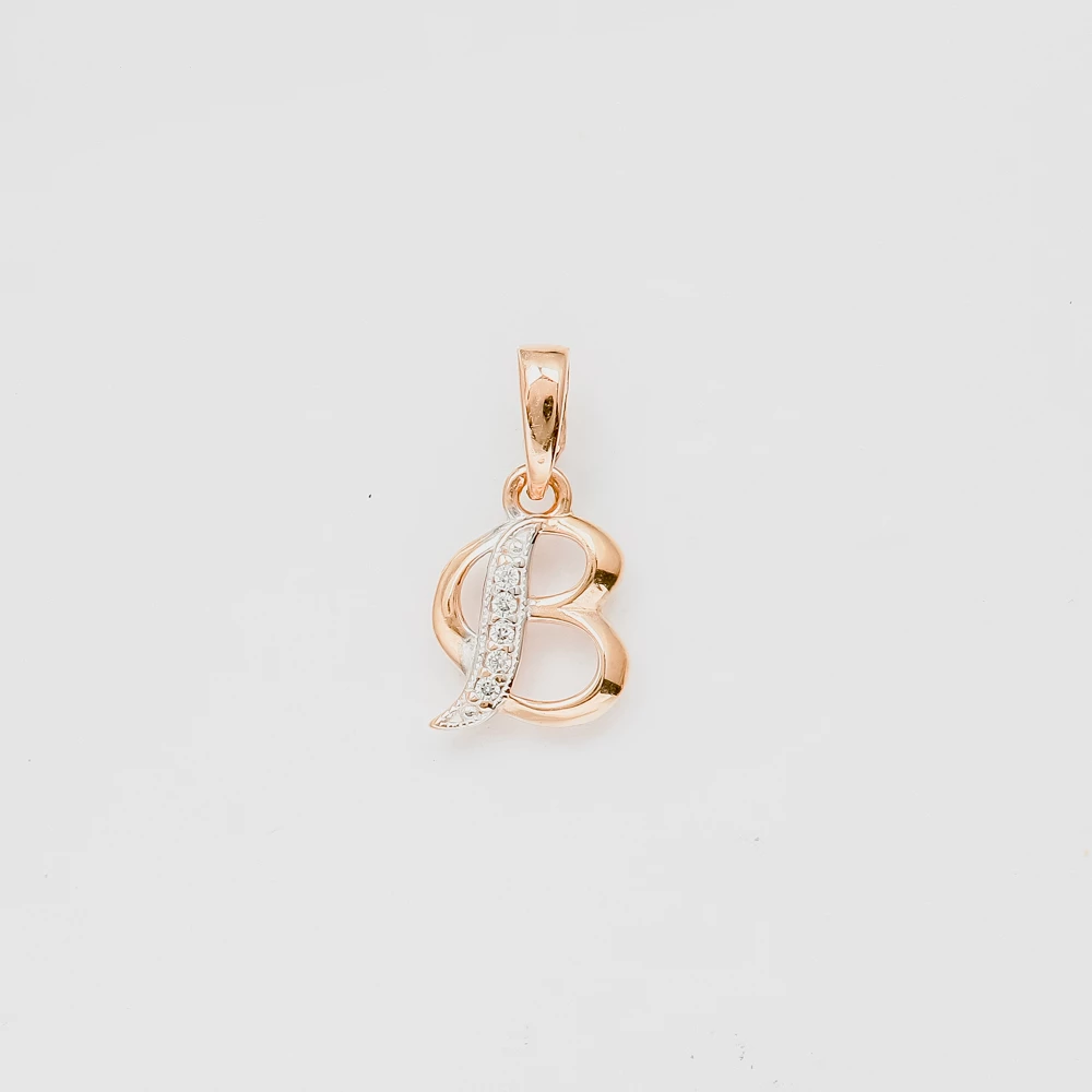 Подвес с фианитом из красного золота 585 пробы