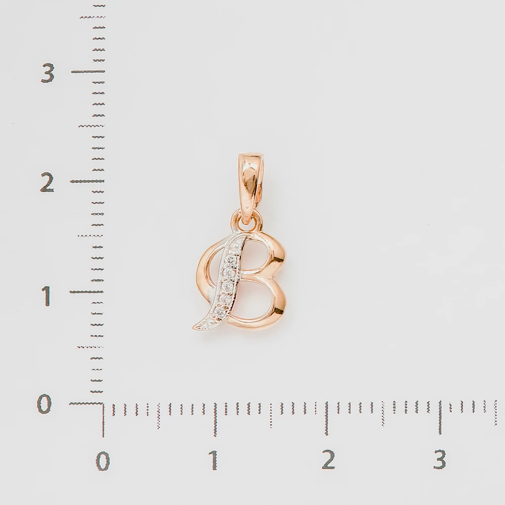 Подвес с фианитом из красного золота 585 пробы