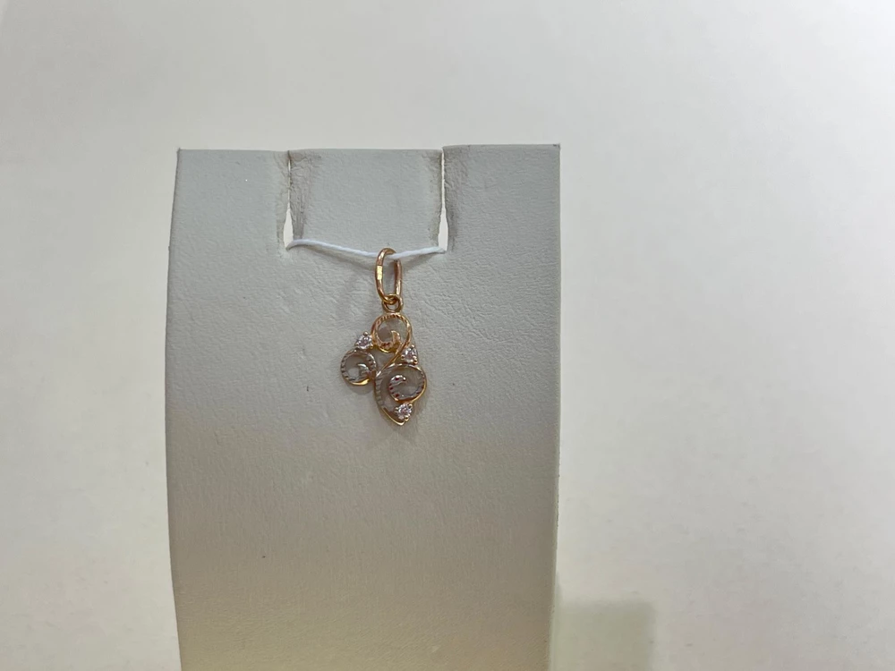 Подвес с фианитом из красного золота 585 пробы