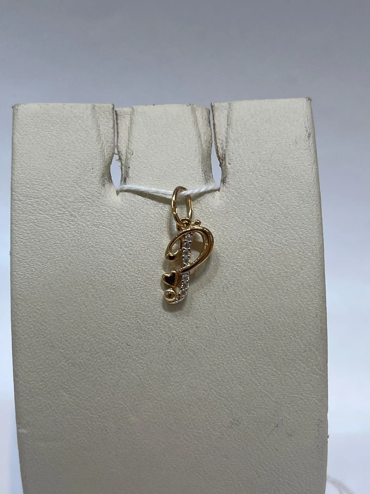 Подвес с фианитом из красного золота 585 пробы