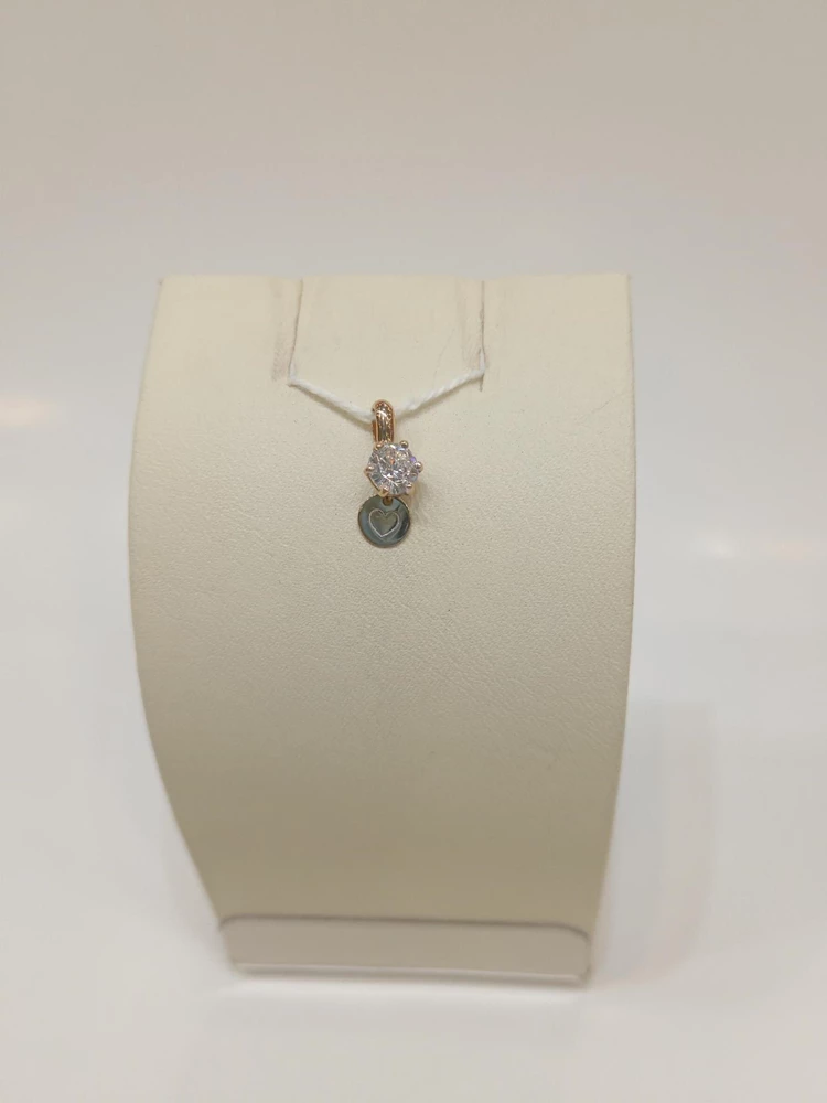 Подвес с фианитом из красного золота 585 пробы