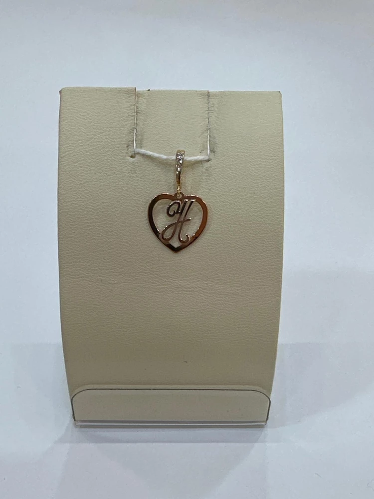 Подвес с фианитом из красного золота 585 пробы