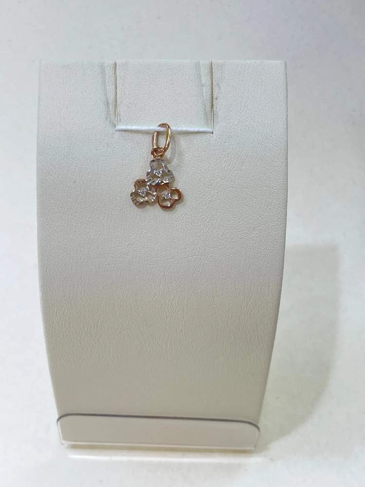 Подвес с фианитом из красного золота 585 пробы