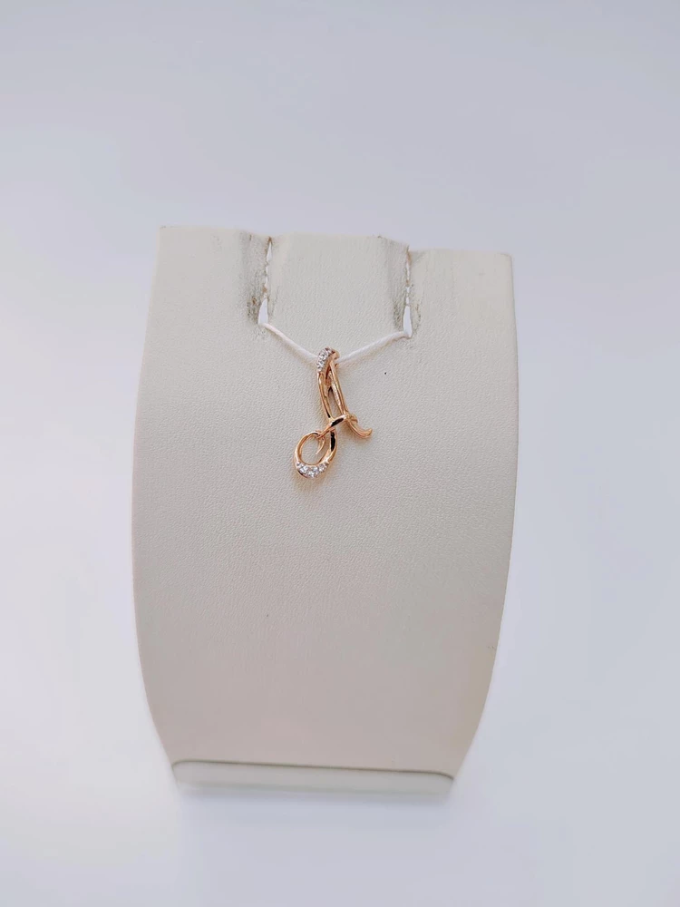 Подвес с фианитом из красного золота 585 пробы