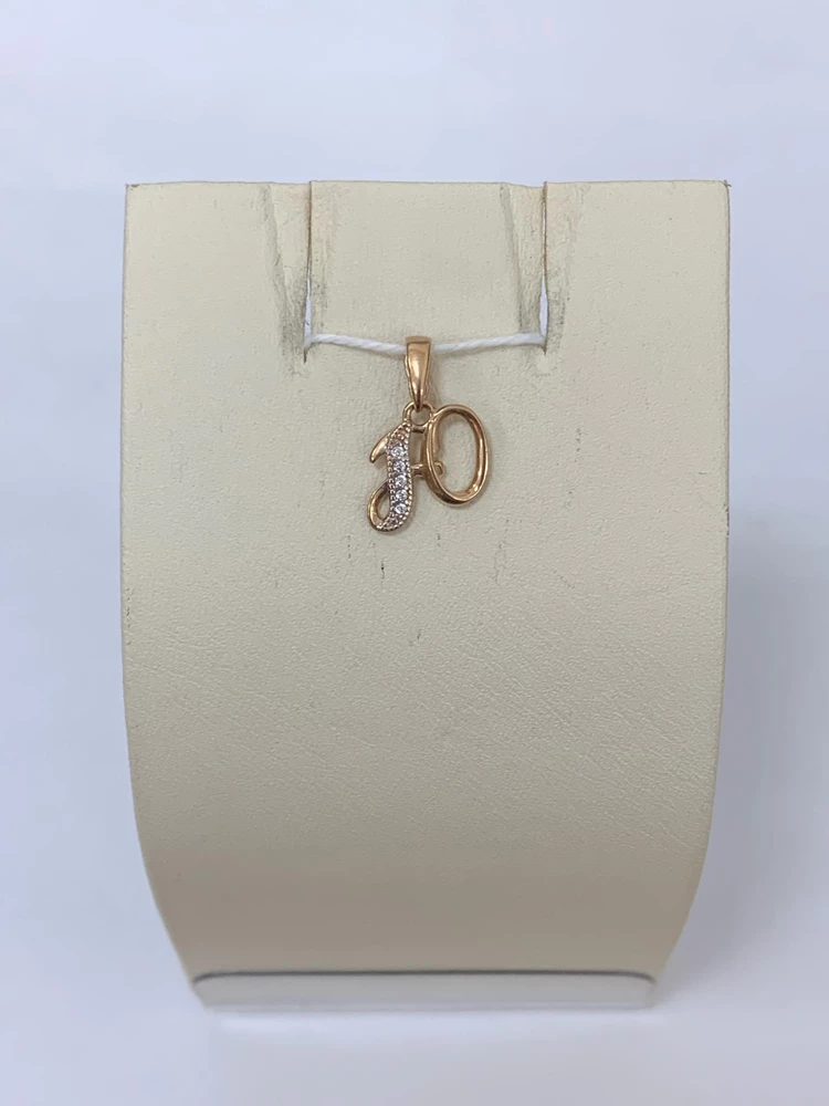 Подвес с фианитом из красного золота 585 пробы