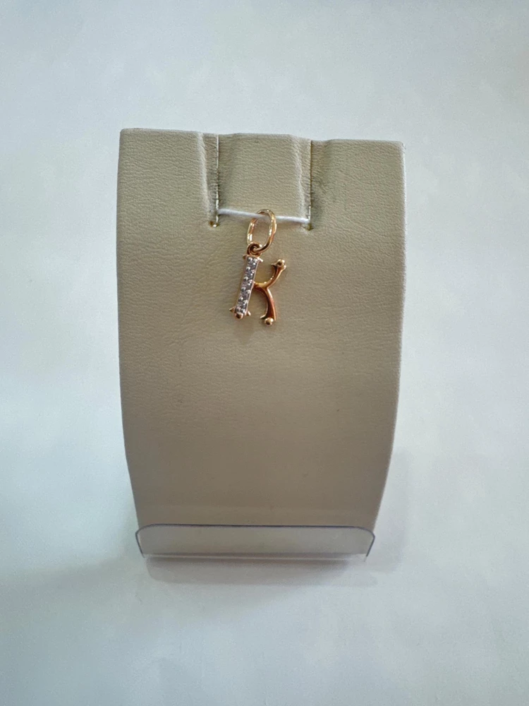 Подвес с фианитом из красного золота 585 пробы