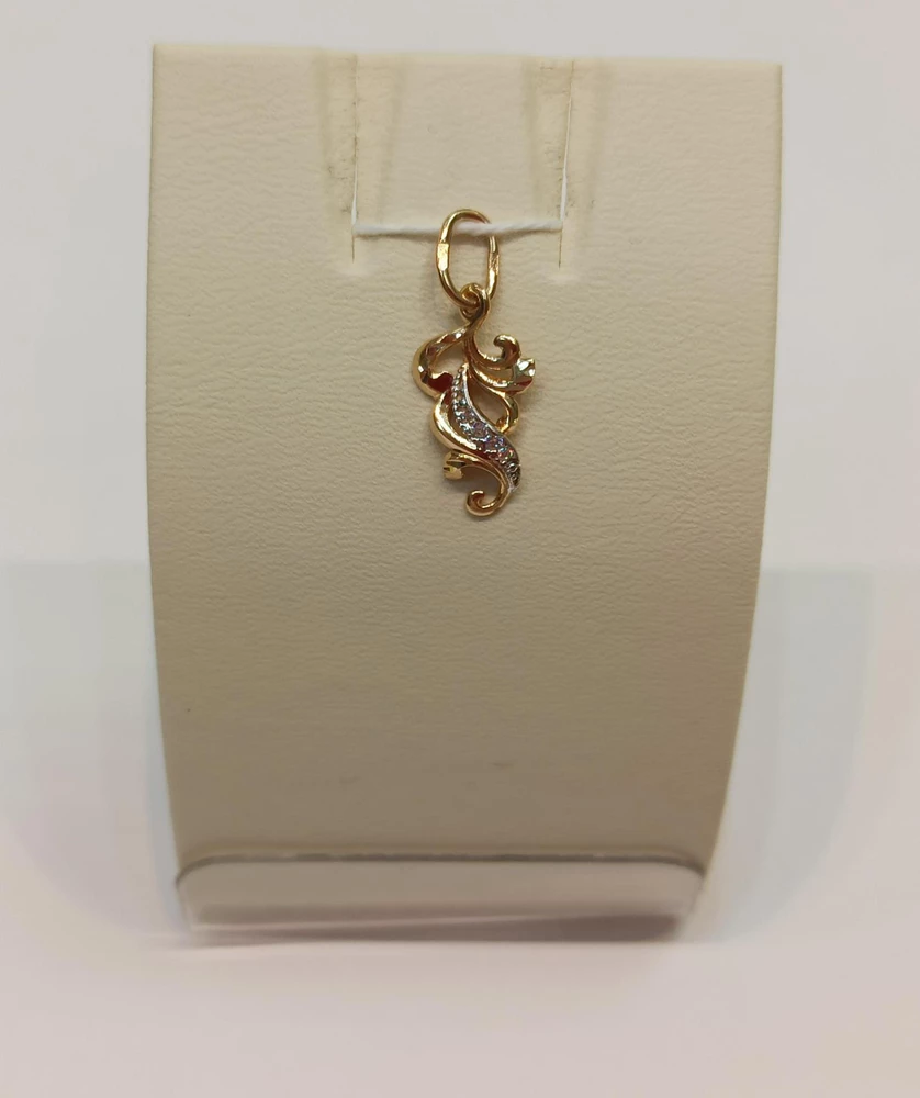 Подвес с фианитом из красного золота 585 пробы