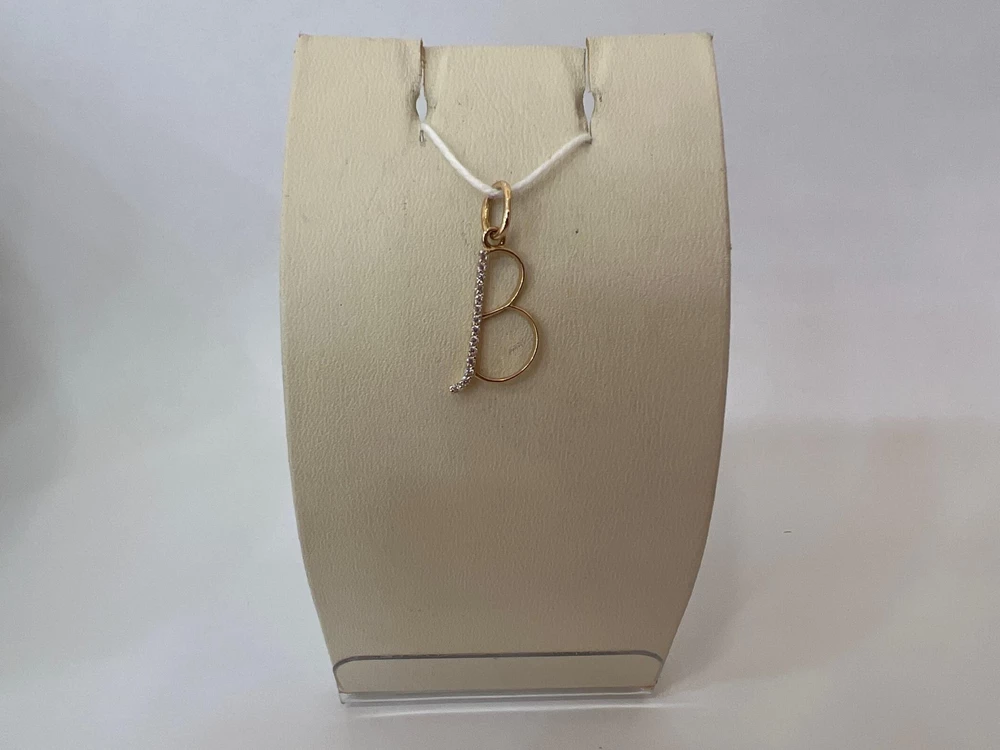 Подвес с фианитом из красного золота 585 пробы