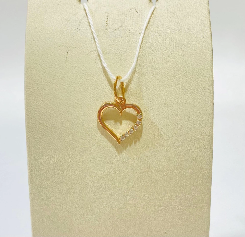 Подвес с фианитом из красного золота 585 пробы