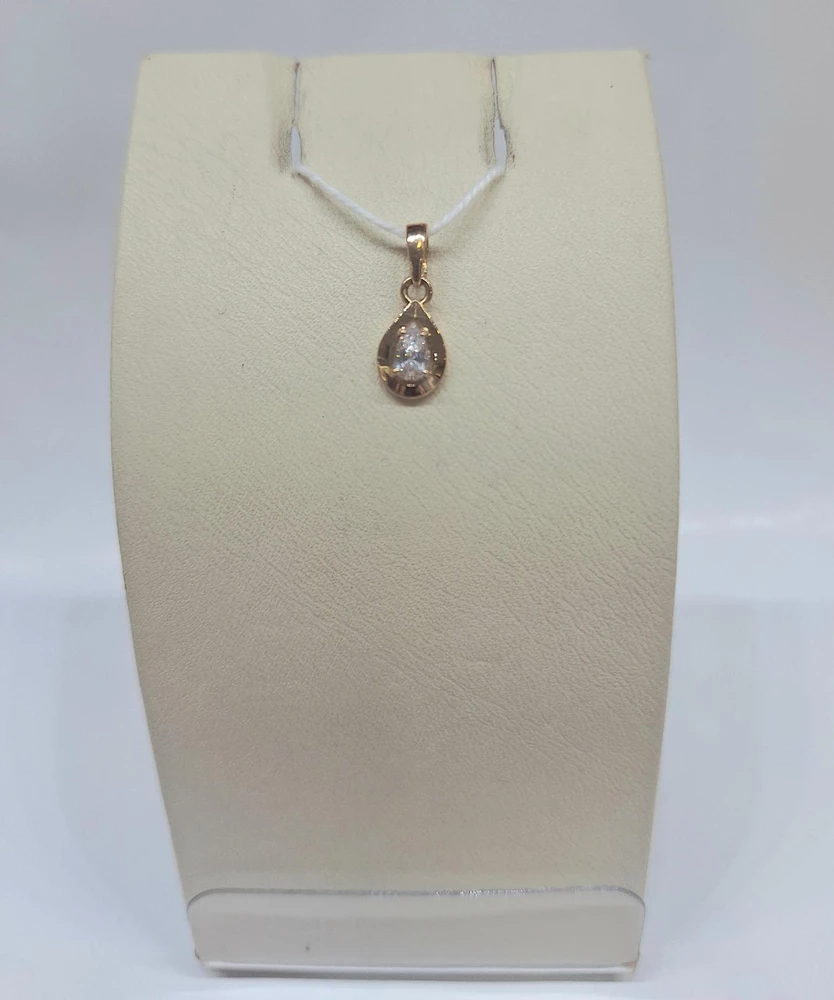 Подвес с фианитом из красного золота 585 пробы