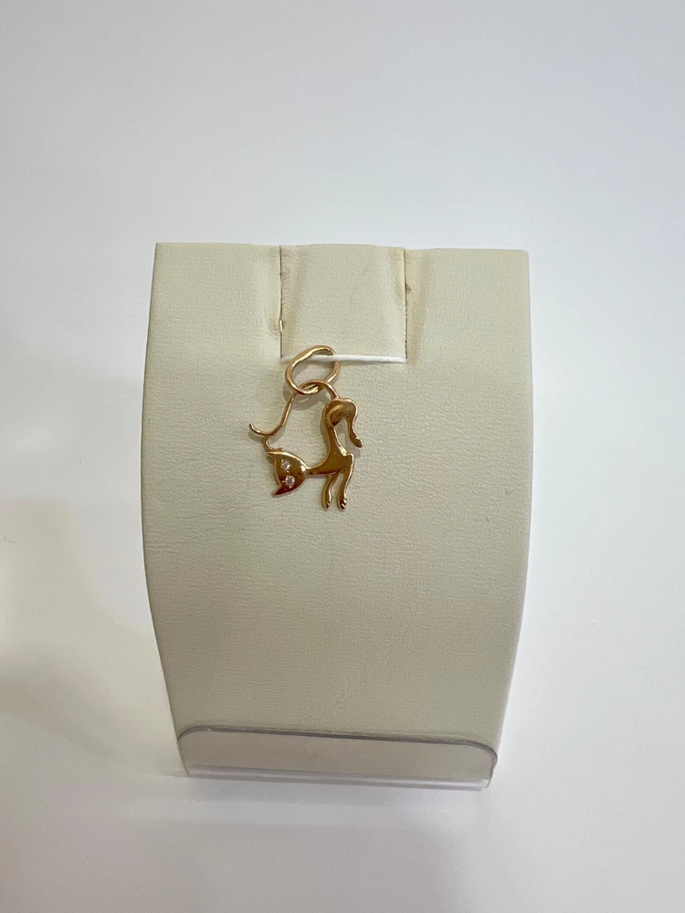 Подвес с фианитом из красного золота 585 пробы