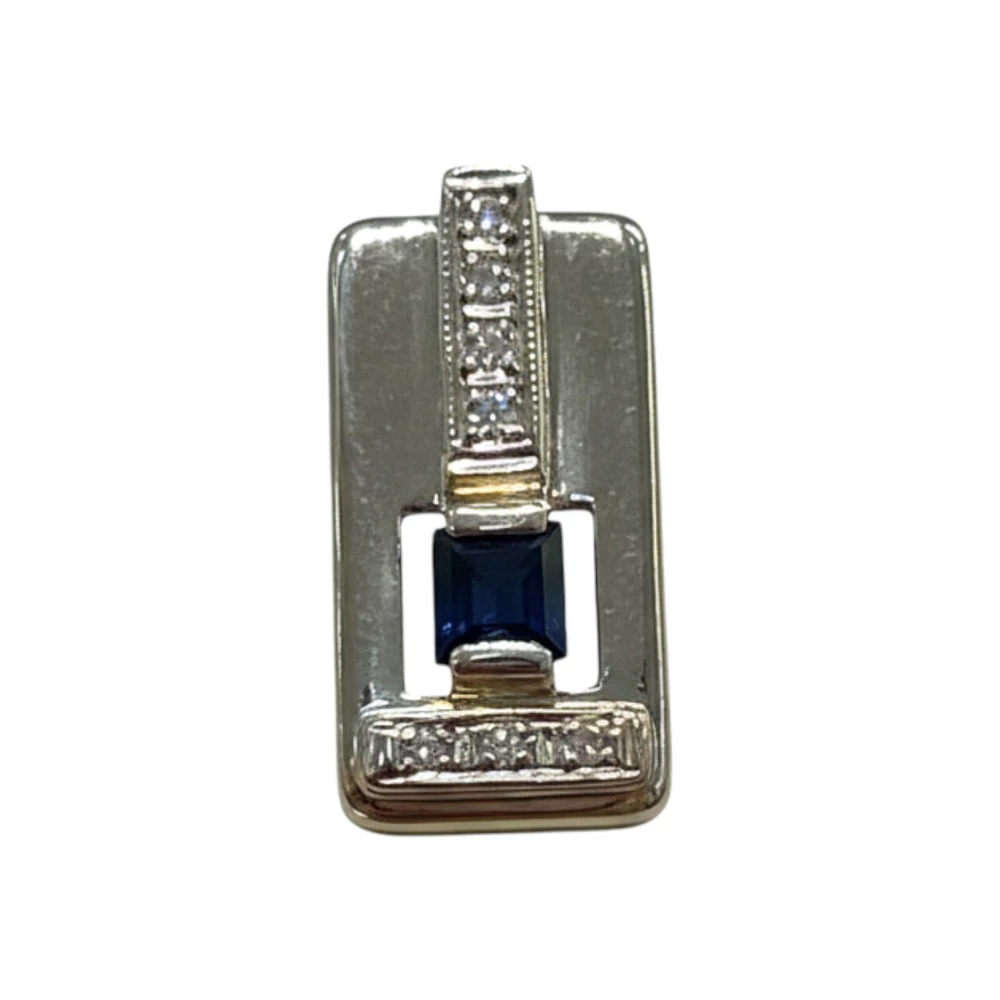 Подвес с сапфиром из белого золота 585 пробы