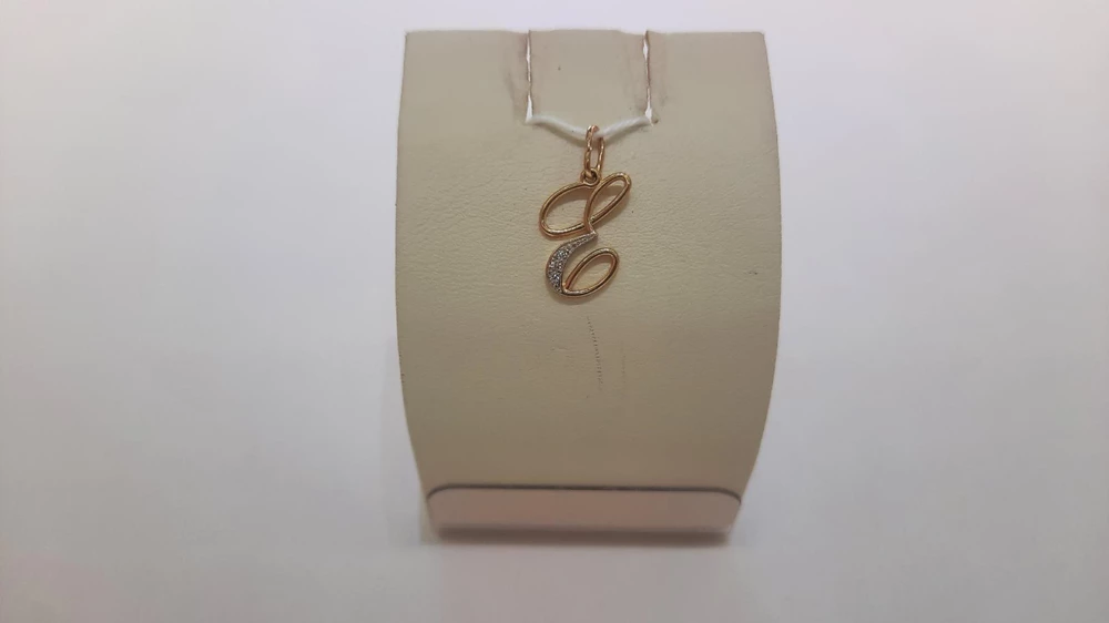 Подвес с фианитом из красного золота 585 пробы