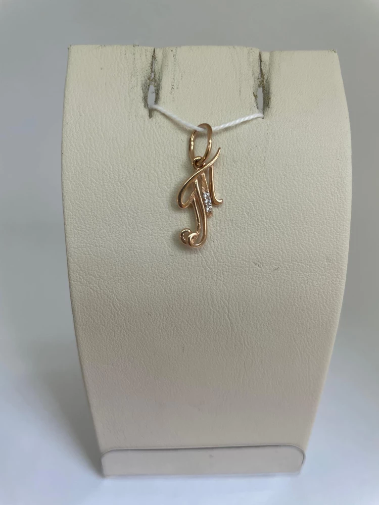 Подвес с фианитом из красного золота 585 пробы