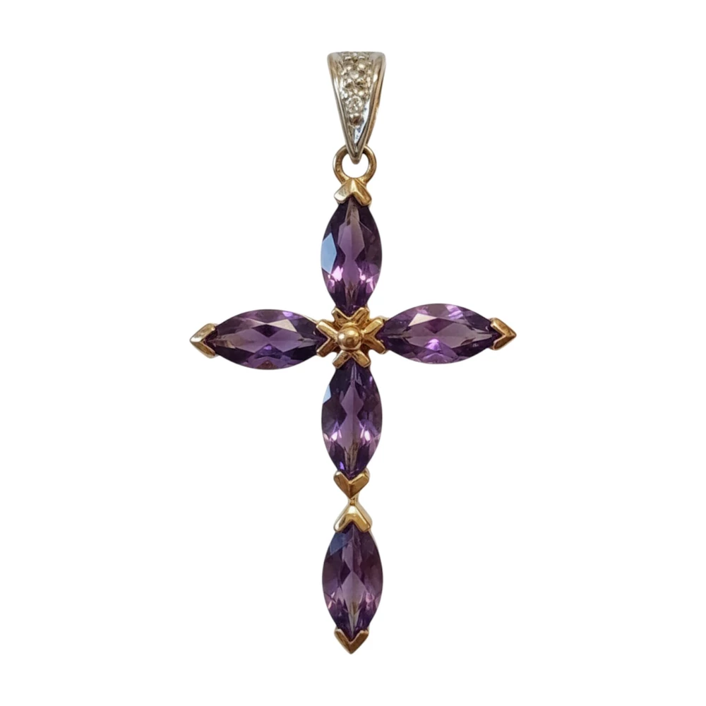 Подвес с аметистом из красного золота 585 пробы
