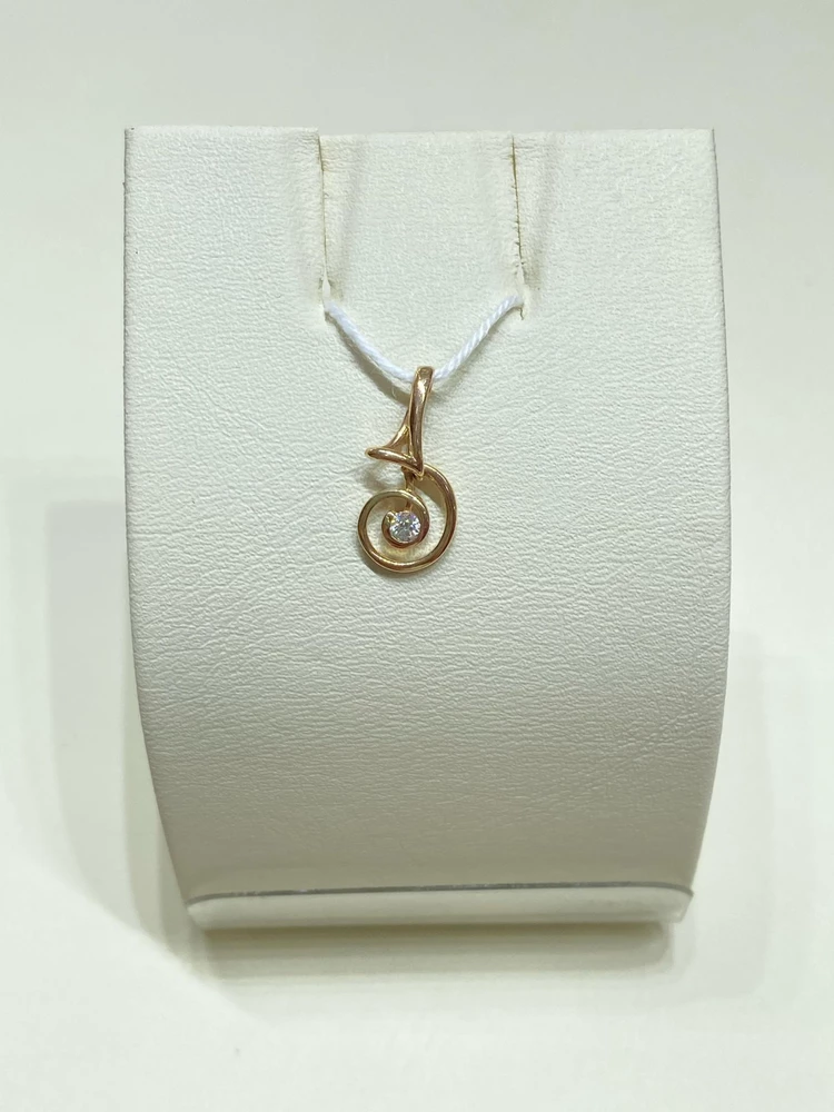 Подвес с фианитом из красного золота 585 пробы