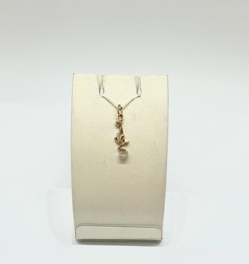 Подвес с фианитом из красного золота 585 пробы