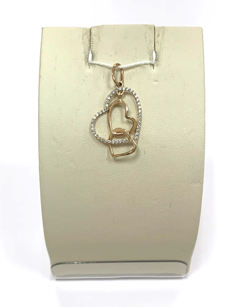 Подвес с фианитом из красного золота 585 пробы