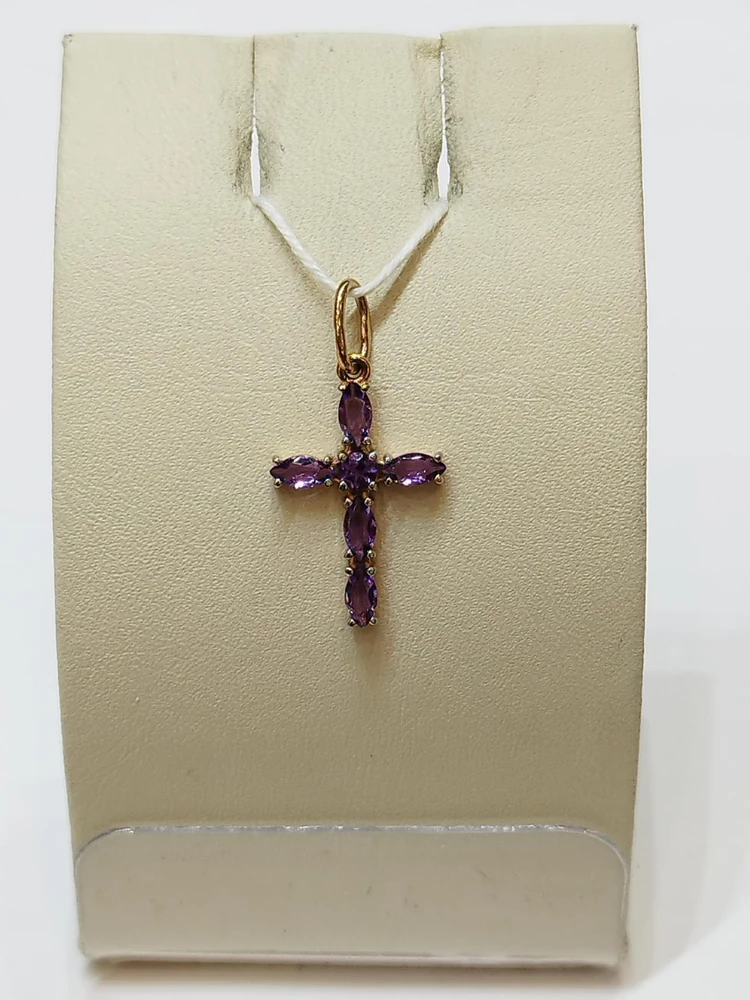 Подвес с аметистом из красного золота 375 пробы