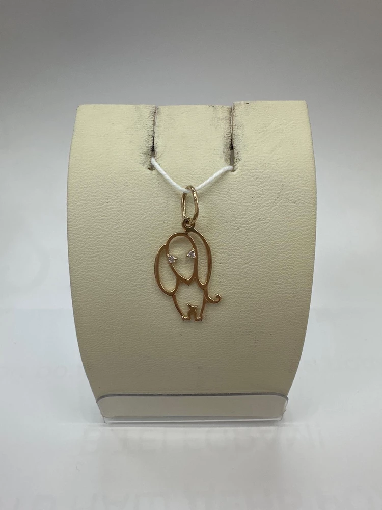 Подвес с фианитом из красного золота 585 пробы